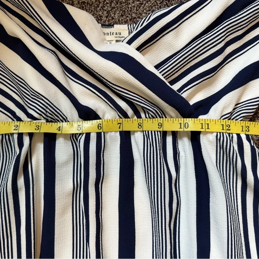 Monteu Striped Navy White Sleeveless Dress Size  juniors large adjustable strap - Picture 10 of 12